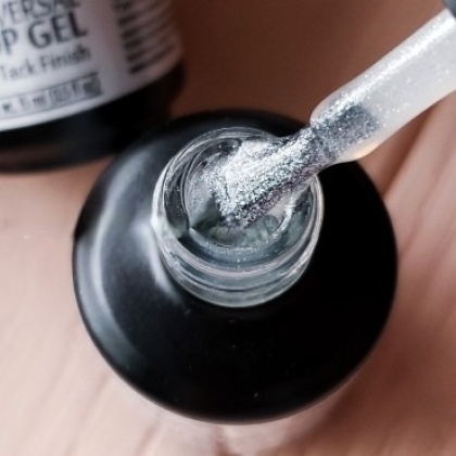 Nailapex Top «SILVER GLITTER» beyaz ve gümüş ışıltılı (15 ml) - 1 