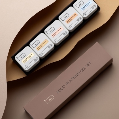 HEYLOVE. SOLID Gel Set №2, 5*5 g (Light Gold, Cold Blue, Copper, Brown, Nude) - 1 