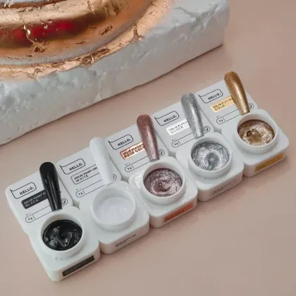 HEYLOVE. SOLID Gel Set №1, 5*5 g (White, Black, Silver, Gold, Rose Gold) - 5 